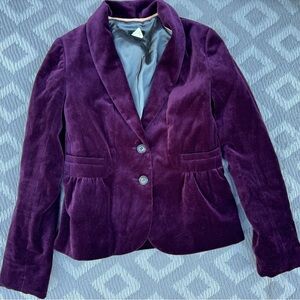 J. Crew Burgundy Velvet Rolled Cuff Blazer | Size 2